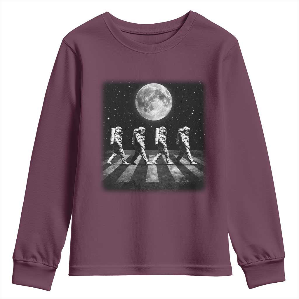 Astronauts Walking In Space Galaxy Moon Planet Youth Sweatshirt TS11 Maroon Print Your Wear
