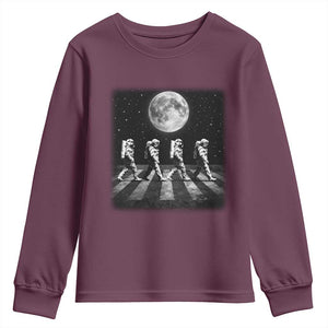 Astronauts Walking In Space Galaxy Moon Planet Youth Sweatshirt TS11 Maroon Print Your Wear