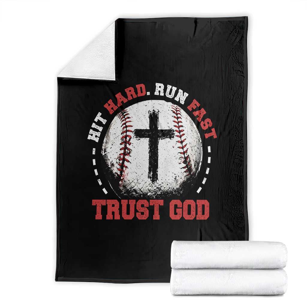 Hit Hard Run Fast Trust God Throw Blanket Christian Baseball