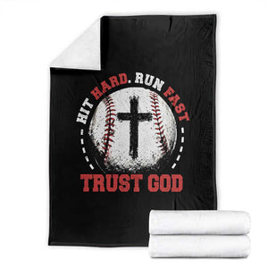 Hit Hard Run Fast Trust God Throw Blanket Christian Baseball