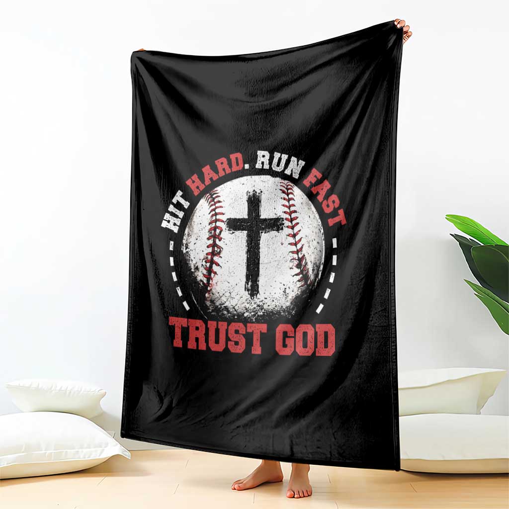 Hit Hard Run Fast Trust God Throw Blanket Christian Baseball