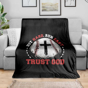 Hit Hard Run Fast Trust God Throw Blanket Christian Baseball