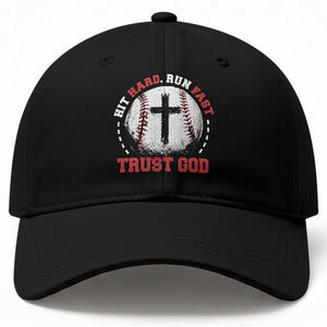 Hit Hard Run Fast Trust God Baseball Cap Christian Baseball