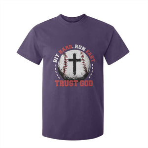 Hit Hard Run Fast Trust God T Shirt For Kid Christian Baseball