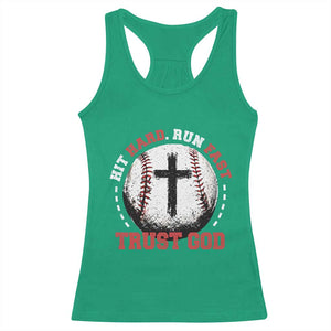 Hit Hard Run Fast Trust God Racerback Tank Top Christian Baseball