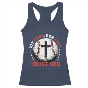 Hit Hard Run Fast Trust God Racerback Tank Top Christian Baseball