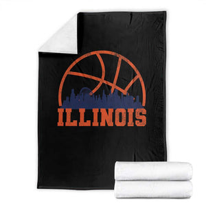 Illinois Fan Throw Blanket IL State Basketball Game Day TS11 Black Print Your Wear