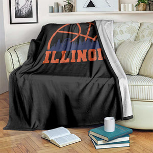 Illinois Fan Throw Blanket IL State Basketball Game Day TS11 Print Your Wear