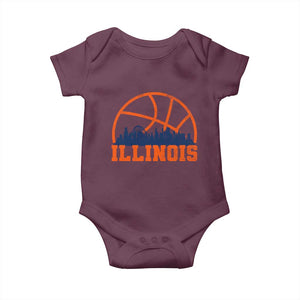Illinois Fan Baby Onesie IL State Basketball Game Day TS11 Maroon Print Your Wear