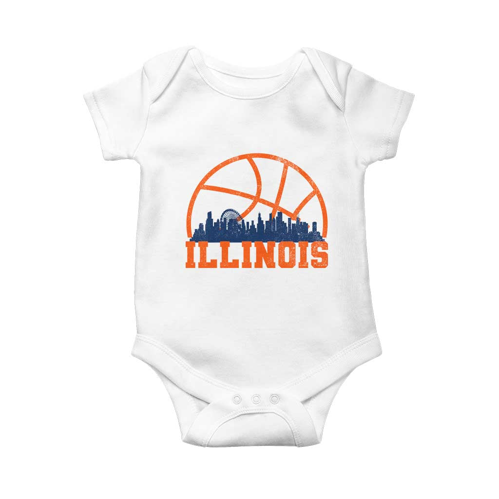 Illinois Fan Baby Onesie IL State Basketball Game Day TS11 White Print Your Wear