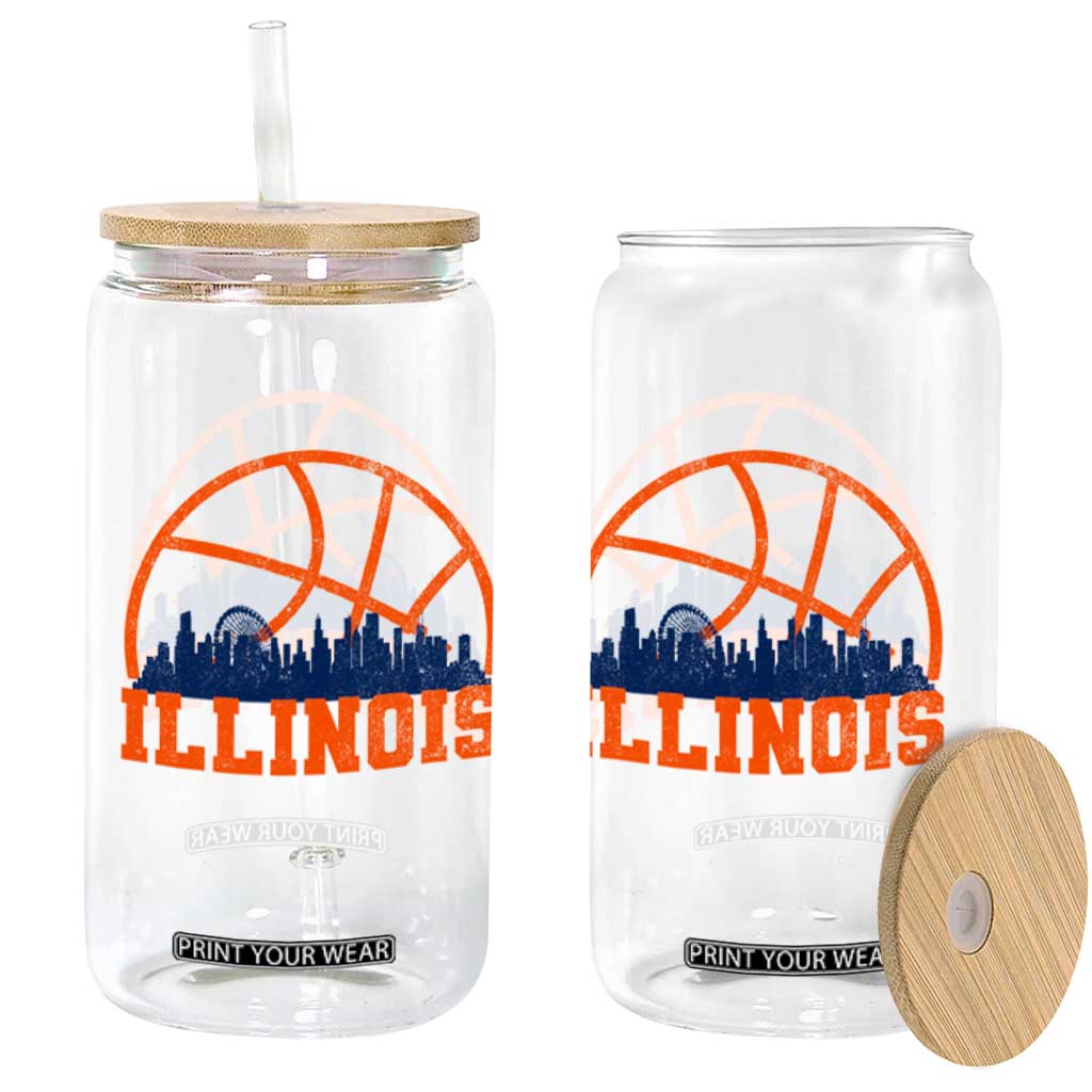 Illinois Fan Glass Can IL State Basketball Game Day TS11 Print Your Wear