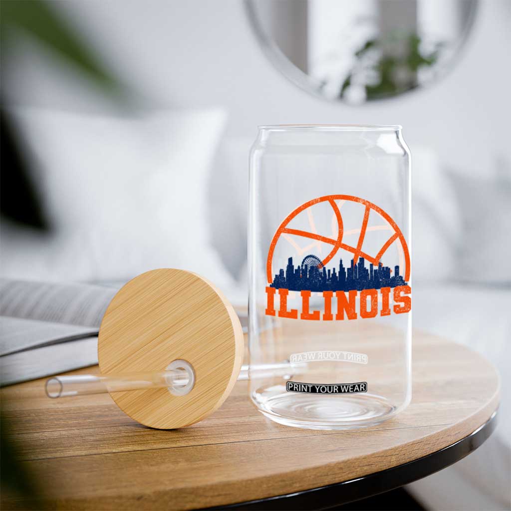 Illinois Fan Glass Can IL State Basketball Game Day TS11 Print Your Wear