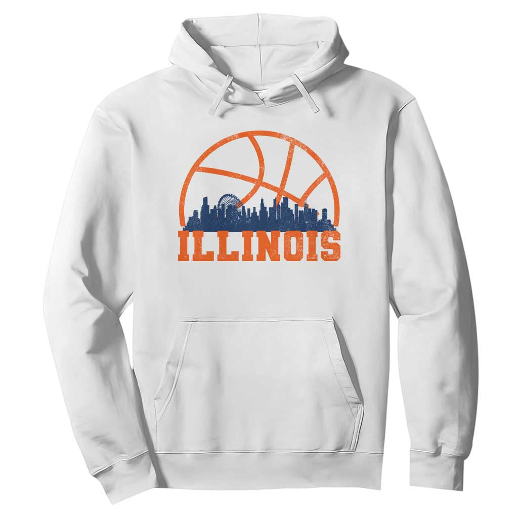 Illinois Fan Hoodie IL State Basketball Game Day TS11 White Print Your Wear
