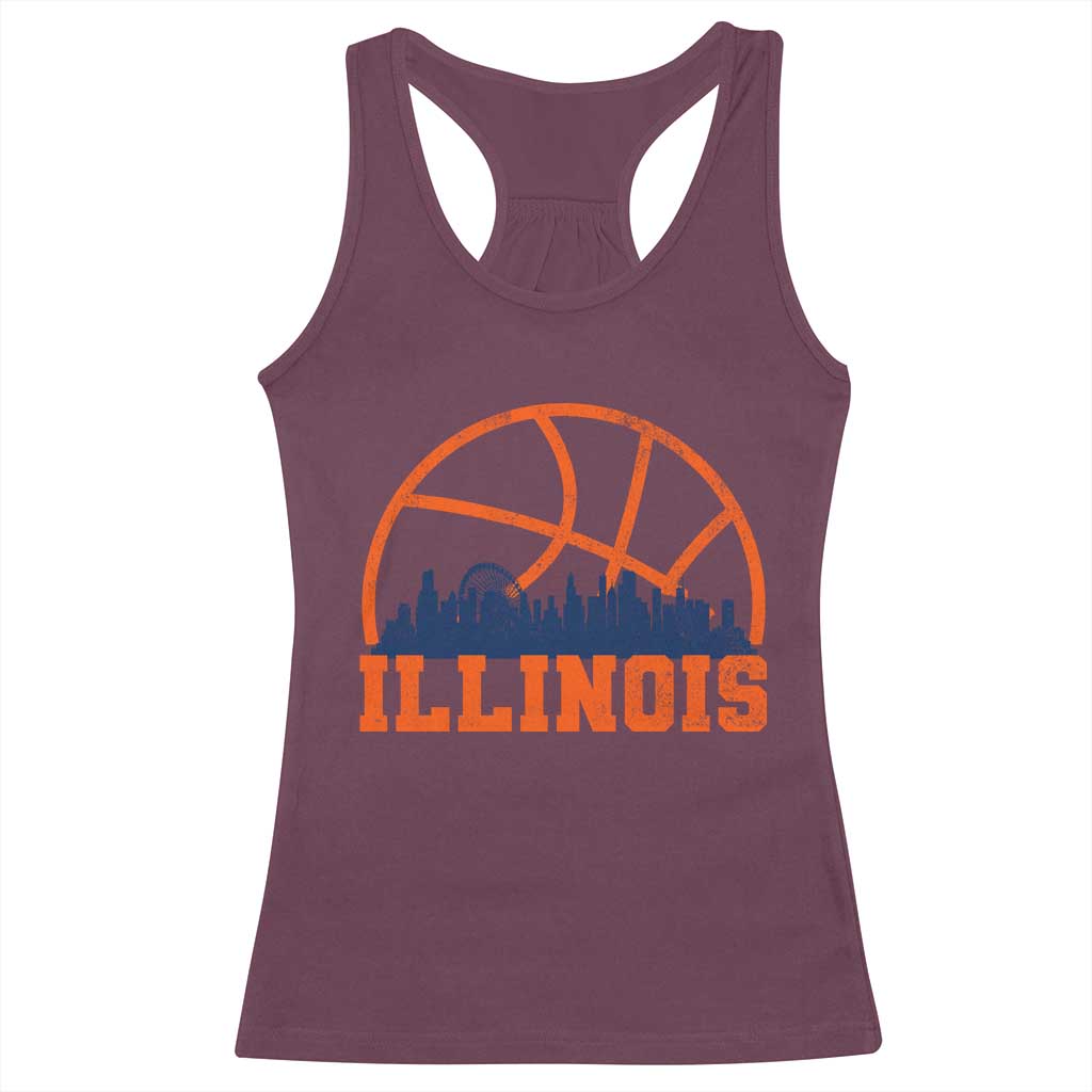 Illinois Fan Racerback Tank Top IL State Basketball Game Day TS11 Maroon Print Your Wear
