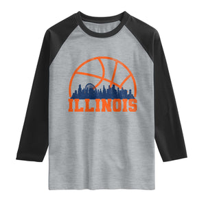 Illinois Fan Raglan Shirt IL State Basketball Game Day TS11 Heather Gray Black Print Your Wear