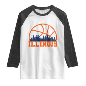 Illinois Fan Raglan Shirt IL State Basketball Game Day TS11 White Heather Charcoal Print Your Wear