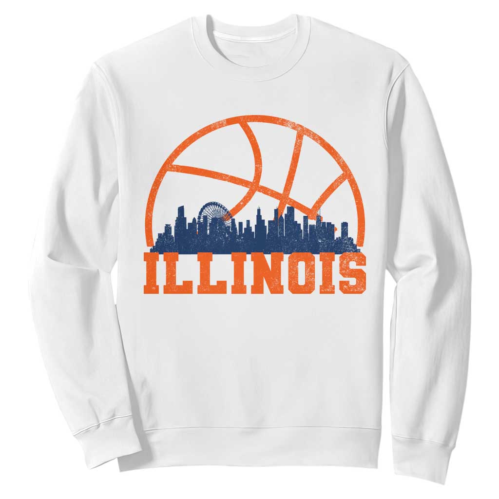 Illinois Fan Sweatshirt IL State Basketball Game Day TS11 White Print Your Wear
