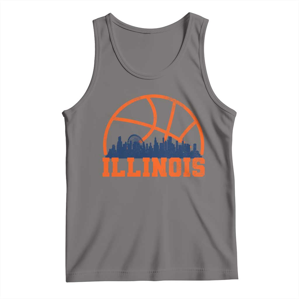 Illinois Fan Tank Top IL State Basketball Game Day TS11 Deep Heather Print Your Wear