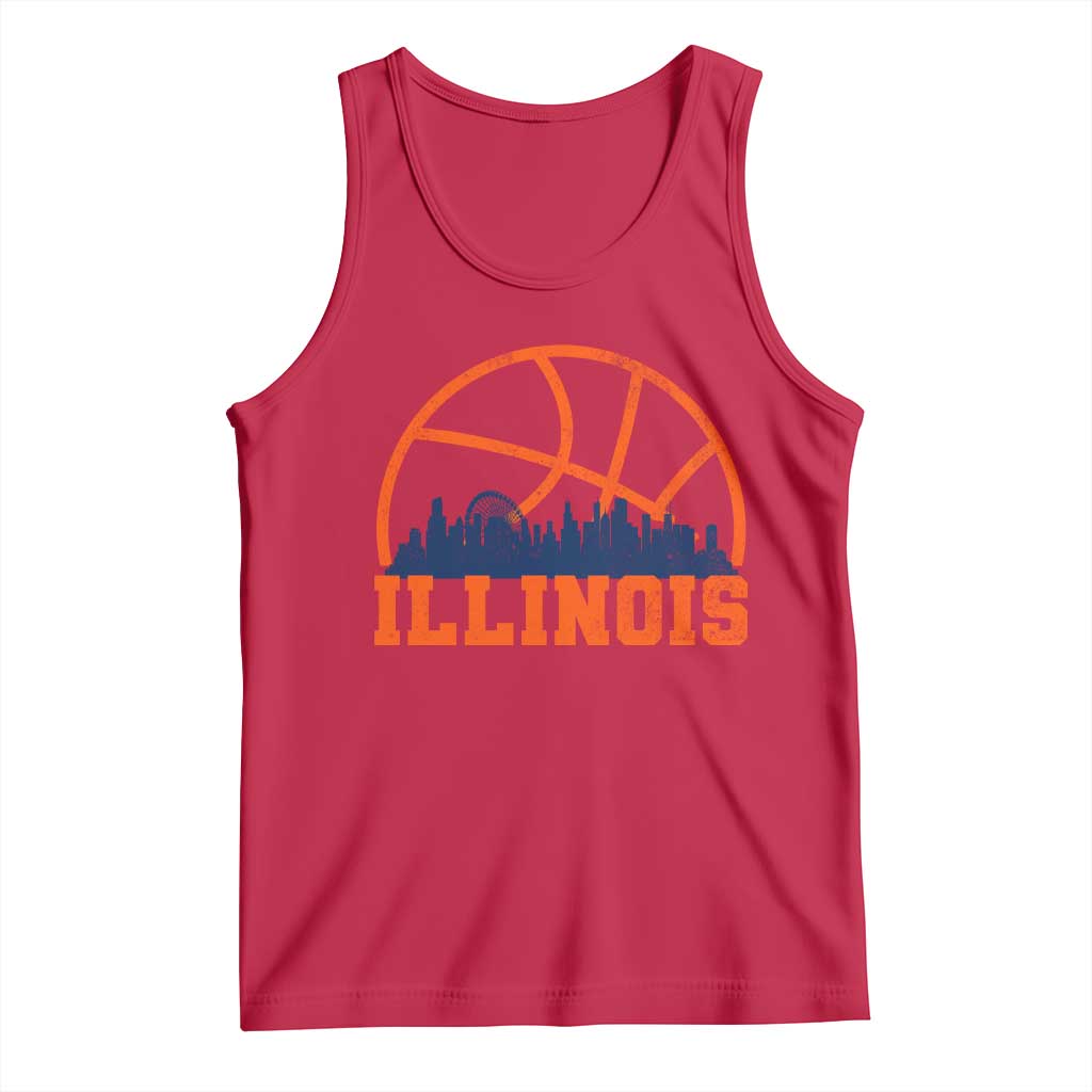 Illinois Fan Tank Top IL State Basketball Game Day TS11 Red Print Your Wear