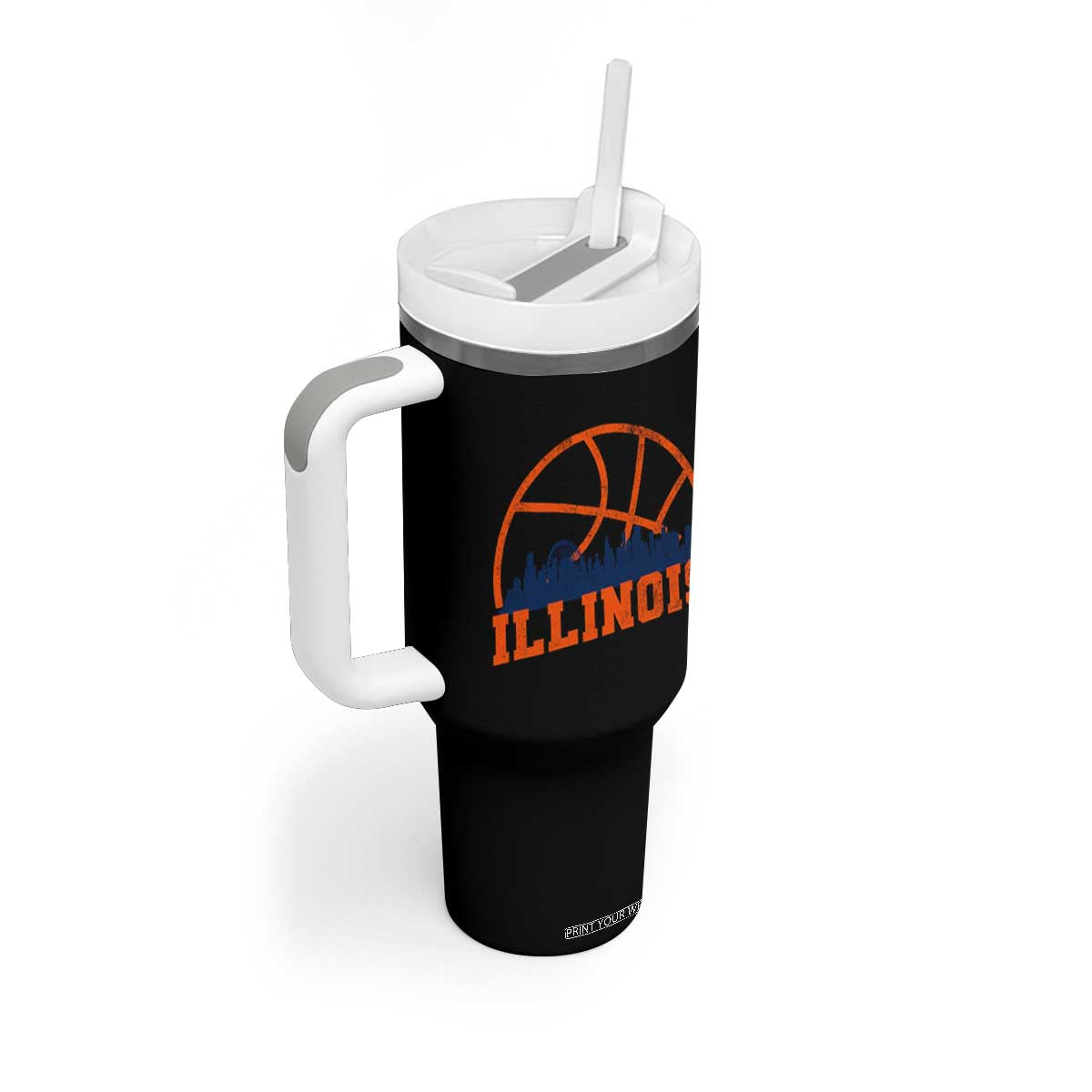 Illinois Fan Tumbler With Handle IL State Basketball Game Day TS11 Print Your Wear