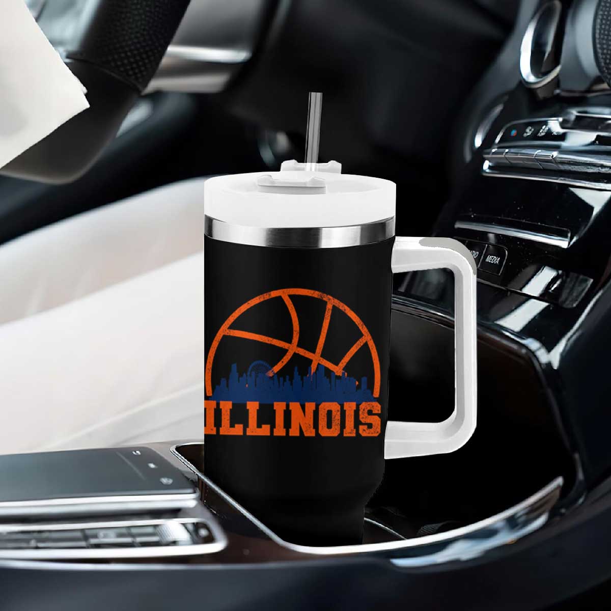 Illinois Fan Tumbler With Handle IL State Basketball Game Day TS11 Print Your Wear