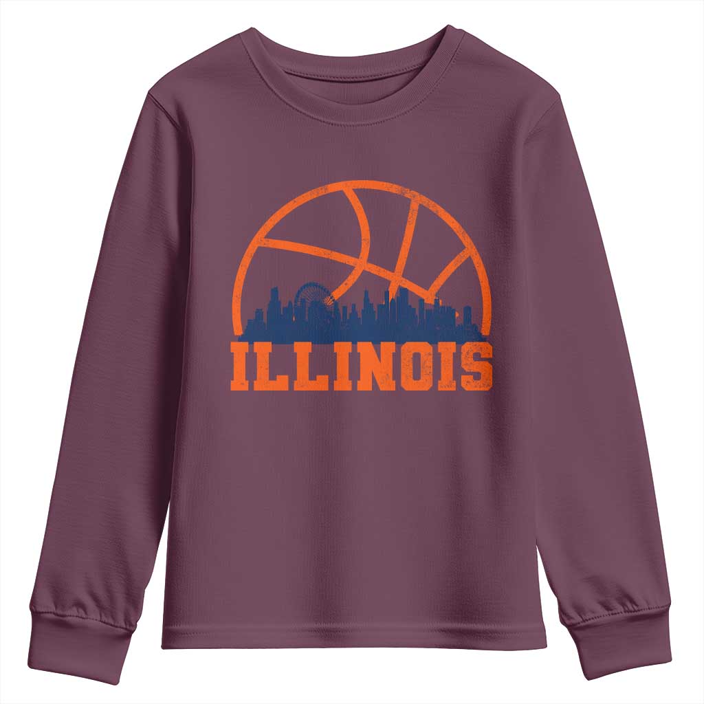 Illinois Fan Youth Sweatshirt IL State Basketball Game Day TS11 Maroon Print Your Wear