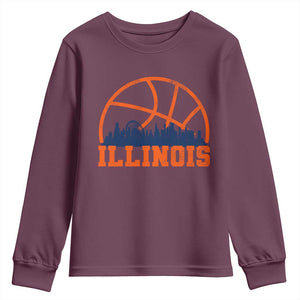 Illinois Fan Youth Sweatshirt IL State Basketball Game Day TS11 Maroon Print Your Wear