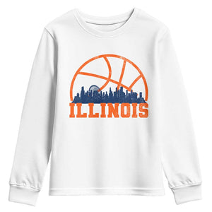Illinois Fan Youth Sweatshirt IL State Basketball Game Day TS11 White Print Your Wear