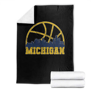 Michigan Fan Basketball Grooves Skyline MI State Throw Blanket TS11 Black Print Your Wear