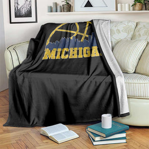 Michigan Fan Basketball Grooves Skyline MI State Throw Blanket TS11 Print Your Wear