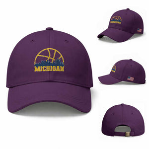 Michigan Fan Basketball Grooves Skyline MI State Baseball Cap TS11 Baseball Cap Universal Fit Purple Print Your Wear