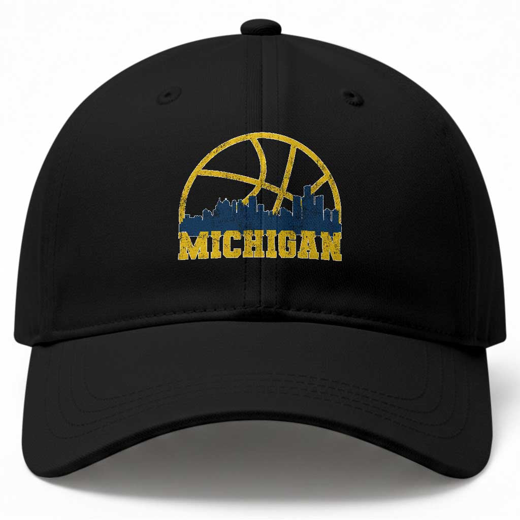 Michigan Fan Basketball Grooves Skyline MI State Baseball Cap TS11 Print Your Wear