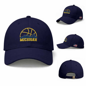 Michigan Fan Basketball Grooves Skyline MI State Baseball Cap TS11 Baseball Cap Universal Fit Dark Blue Print Your Wear