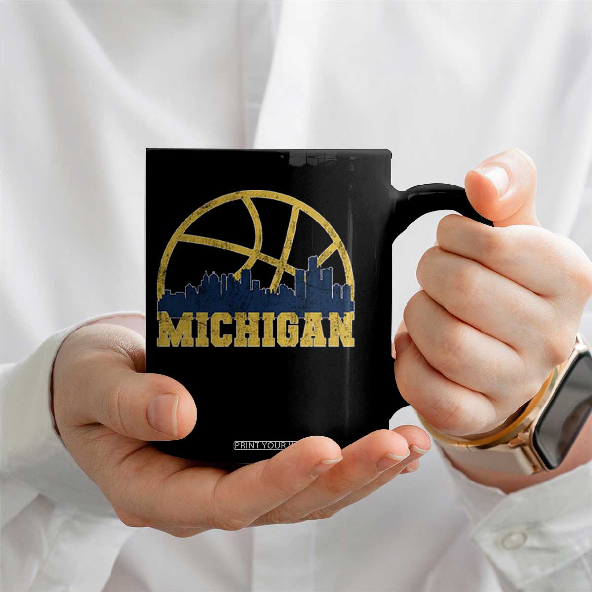 Michigan Fan Basketball Grooves Skyline MI State Coffee Mug TS11 Print Your Wear