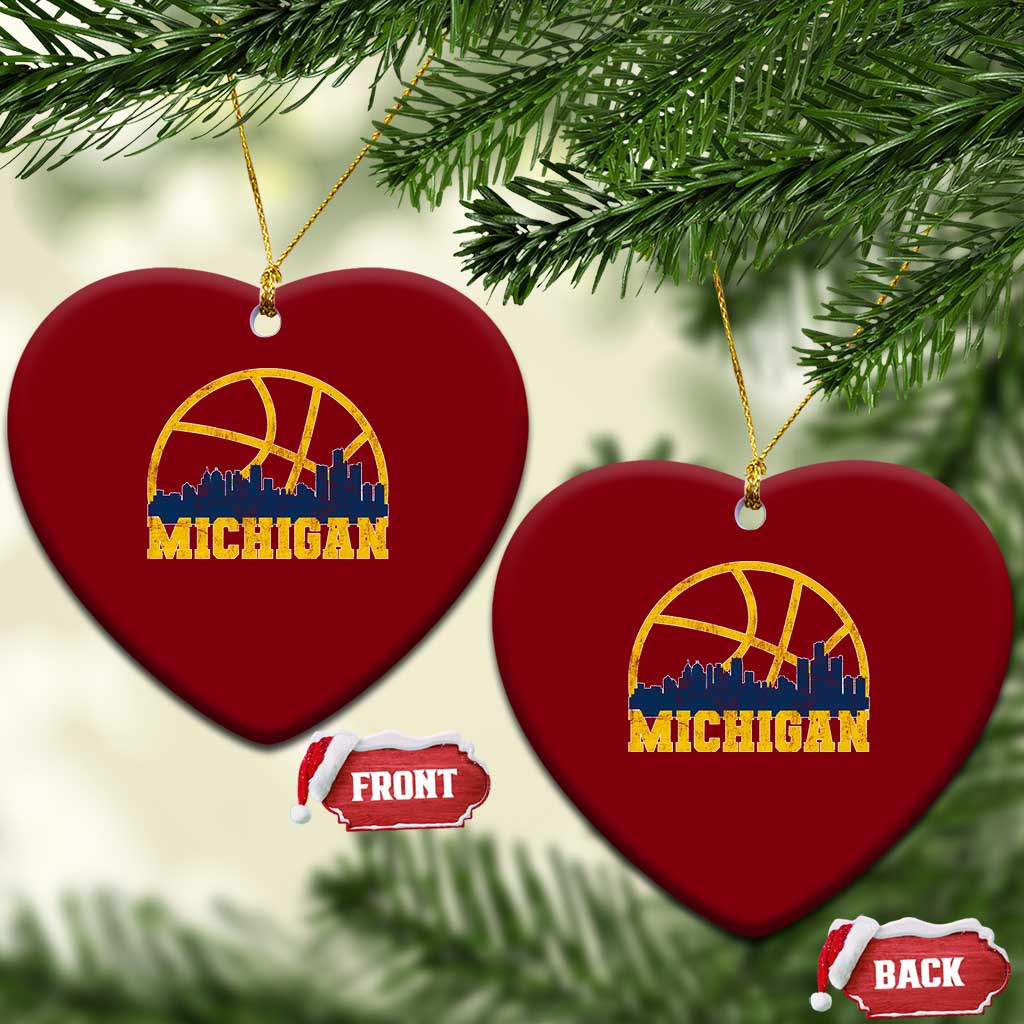 Michigan Fan Basketball Grooves Skyline MI State Ceramic Ornament TS11 Print Your Wear