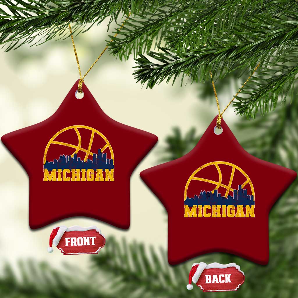 Michigan Fan Basketball Grooves Skyline MI State Ceramic Ornament TS11 Print Your Wear