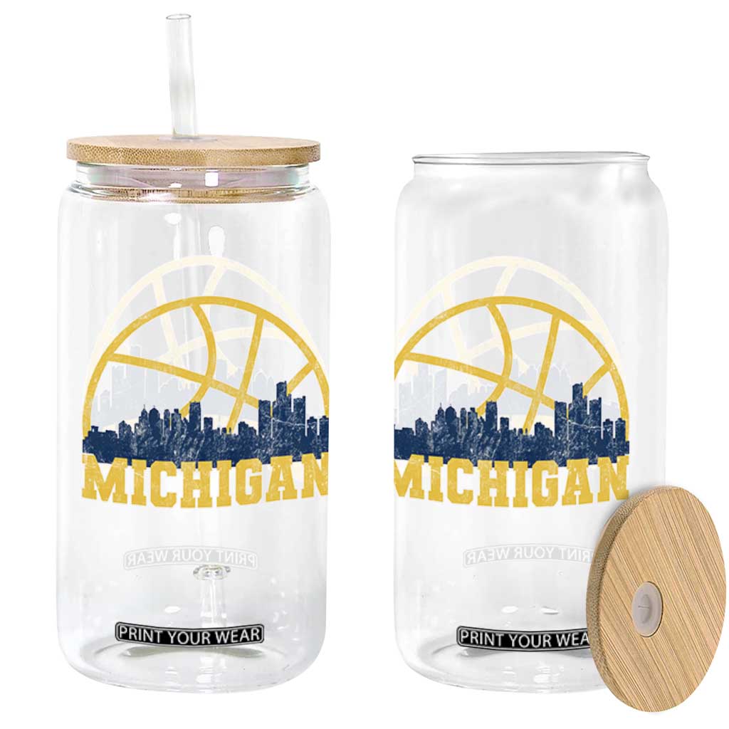 Michigan Fan Basketball Grooves Skyline MI State Glass Can TS11 Print Your Wear