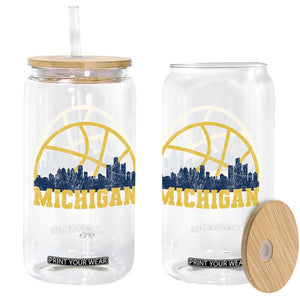 Michigan Fan Basketball Grooves Skyline MI State Glass Can TS11 Print Your Wear