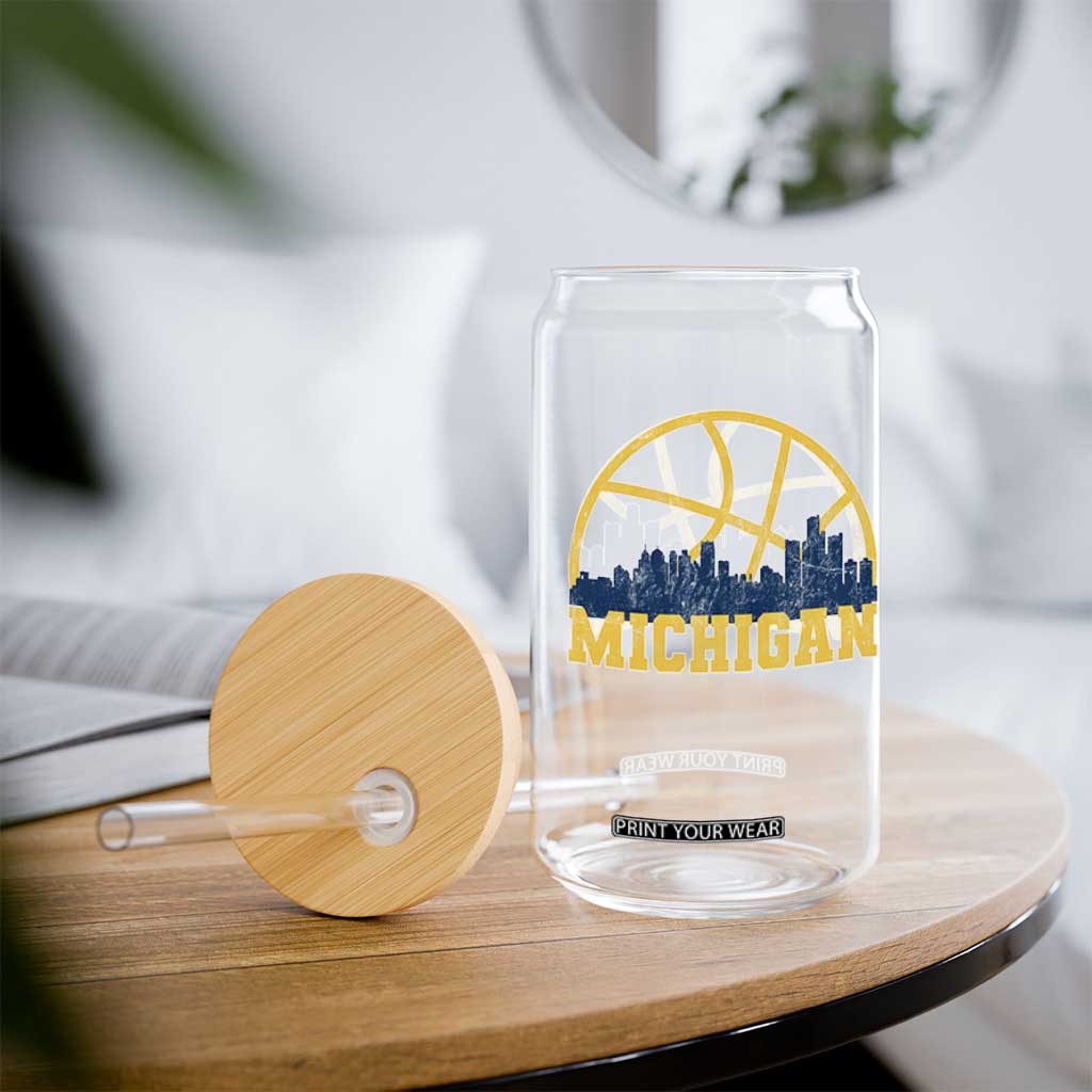 Michigan Fan Basketball Grooves Skyline MI State Glass Can TS11 Print Your Wear