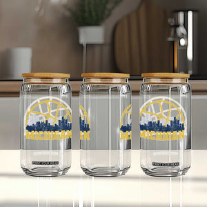 Michigan Fan Basketball Grooves Skyline MI State Glass Can TS11 Print Your Wear