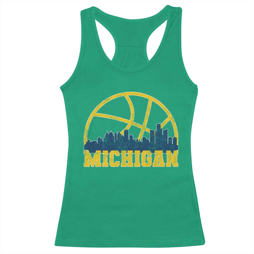 Michigan Fan Basketball Grooves Skyline MI State Racerback Tank Top TS11 Irish Green Print Your Wear
