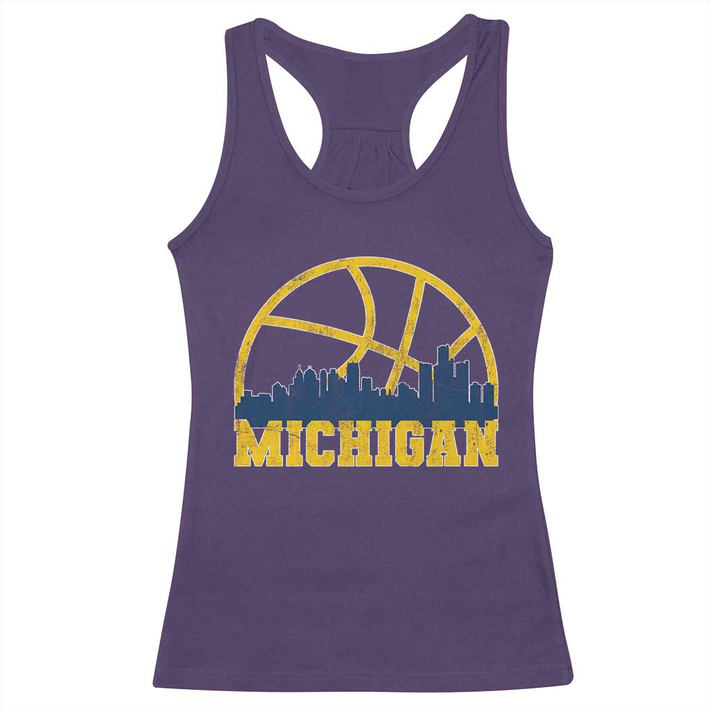 Michigan Fan Basketball Grooves Skyline MI State Racerback Tank Top TS11 Purple Print Your Wear