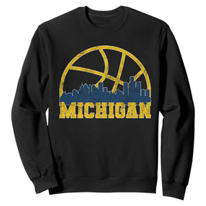 Michigan Fan Basketball Grooves Skyline MI State Sweatshirt TS11 Black Print Your Wear