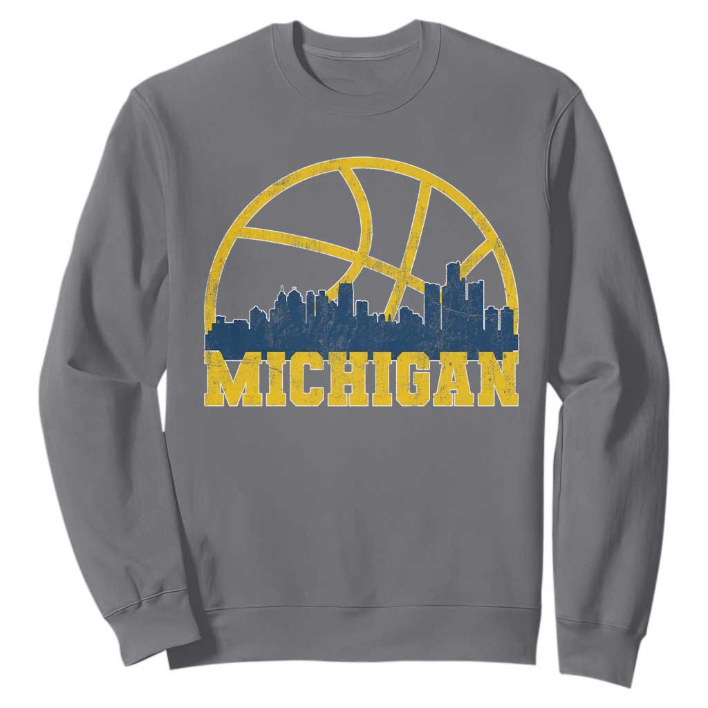 Michigan Fan Basketball Grooves Skyline MI State Sweatshirt TS11 Charcoal Print Your Wear