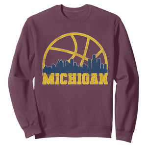 Michigan Fan Basketball Grooves Skyline MI State Sweatshirt TS11 Maroon Print Your Wear