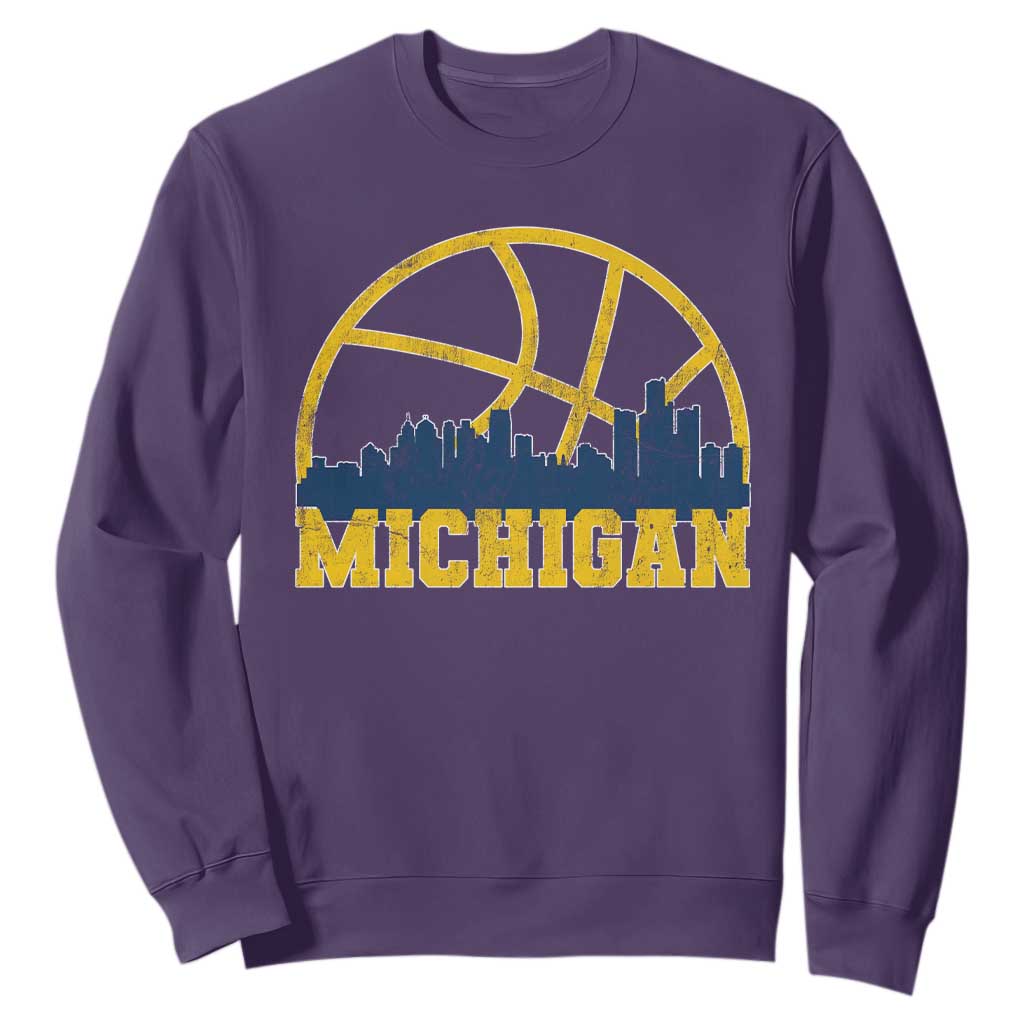 Michigan Fan Basketball Grooves Skyline MI State Sweatshirt TS11 Purple Print Your Wear