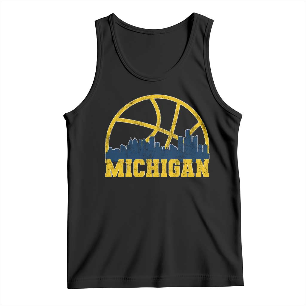 Michigan Fan Basketball Grooves Skyline MI State Tank Top TS11 Black Print Your Wear