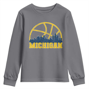Michigan Fan Basketball Grooves Skyline MI State Youth Sweatshirt TS11 Charcoal Print Your Wear