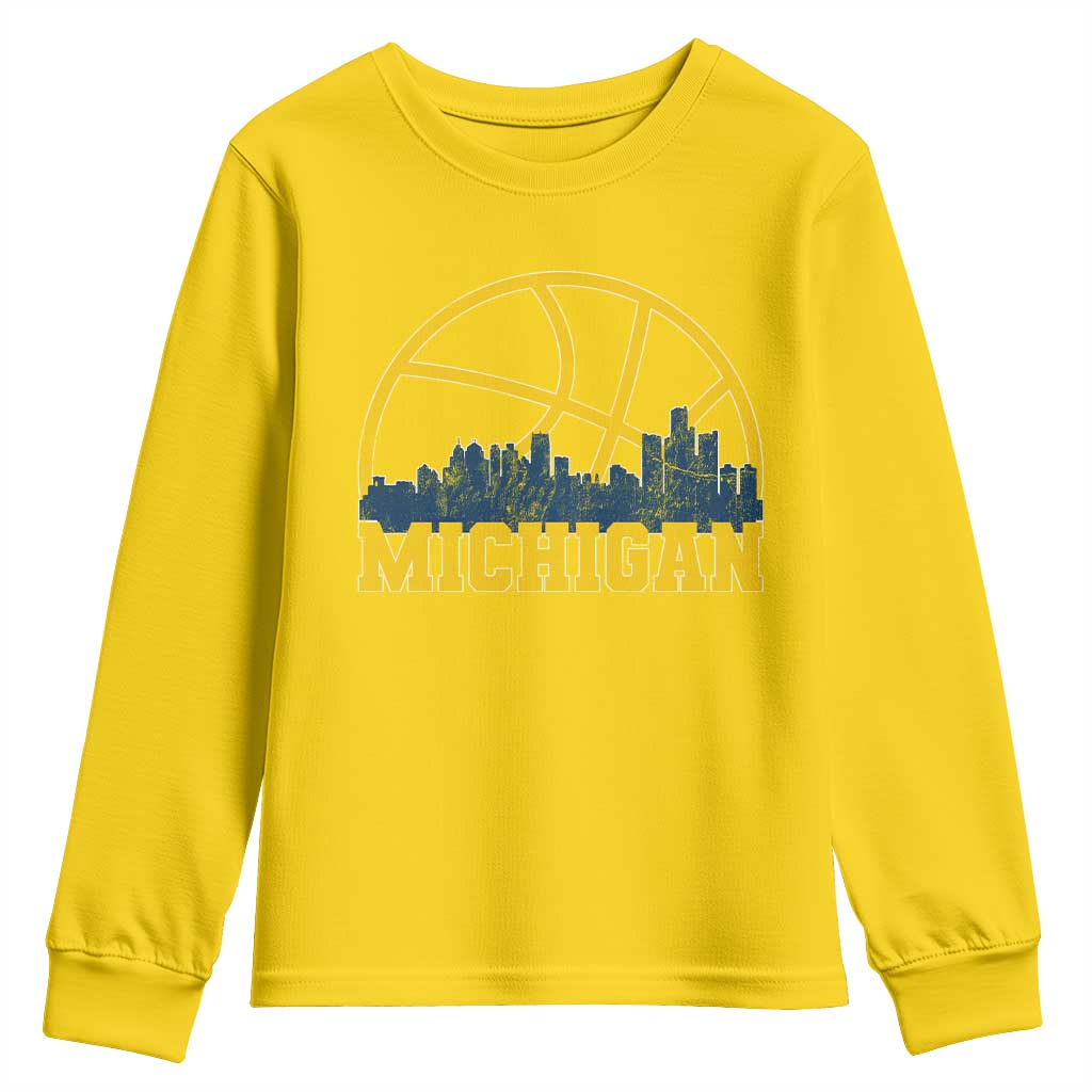 Michigan Fan Basketball Grooves Skyline MI State Youth Sweatshirt TS11 Daisy Print Your Wear