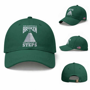 Sobriety Anniversary Sober Baseball Cap The Elevator is Broken You Will Have To Use The Steps TS11 Baseball Cap Universal Fit Irish Green Print Your Wear